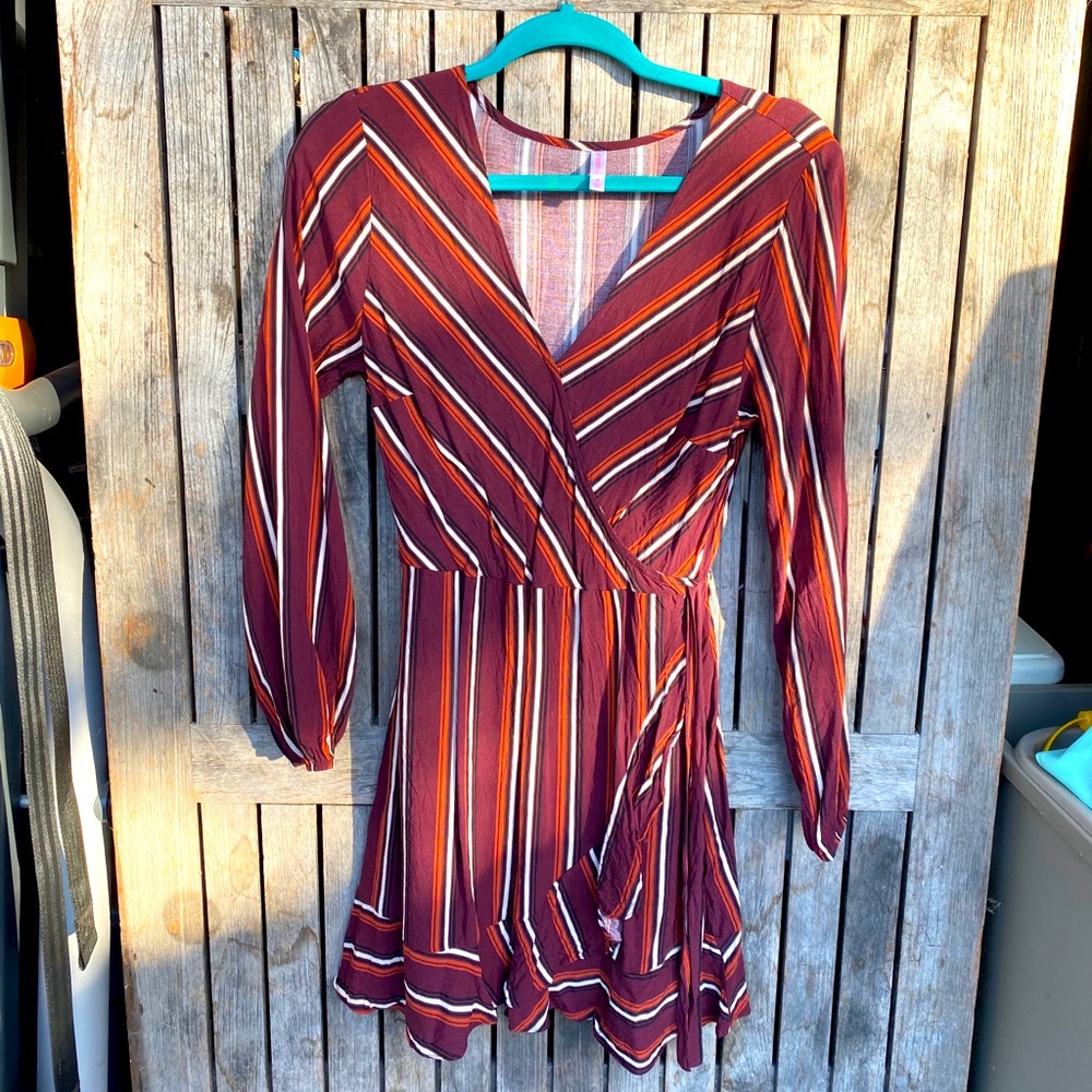 Striped Faux wrap dress